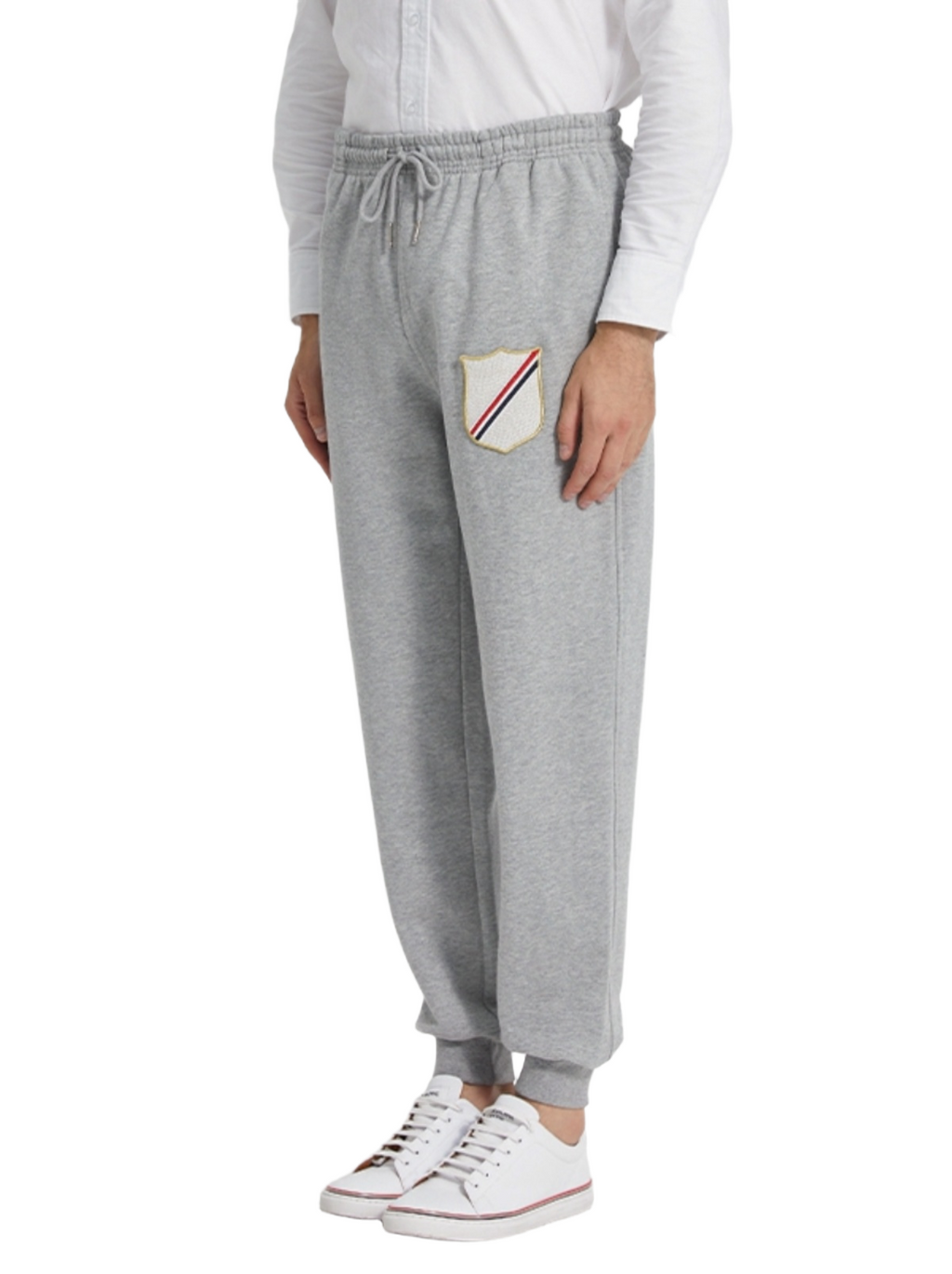 Thom Browne Style Men's Diagonal Stripe Badge Sweatpants