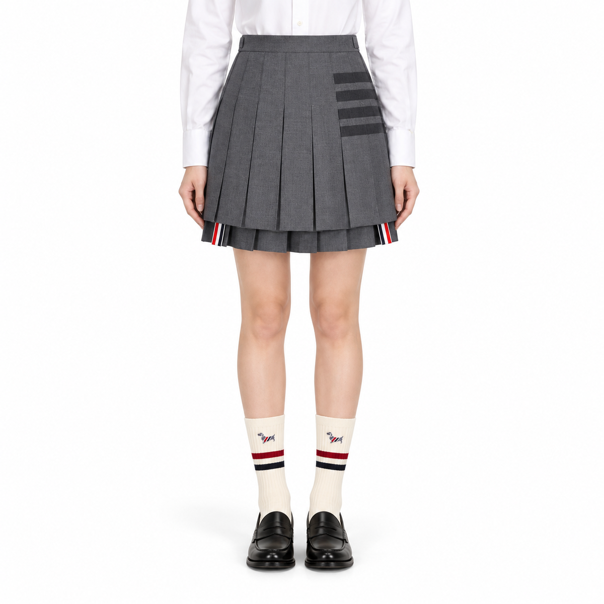 Women's 4-Bar Pleated Mini Skirt | Thom Browne