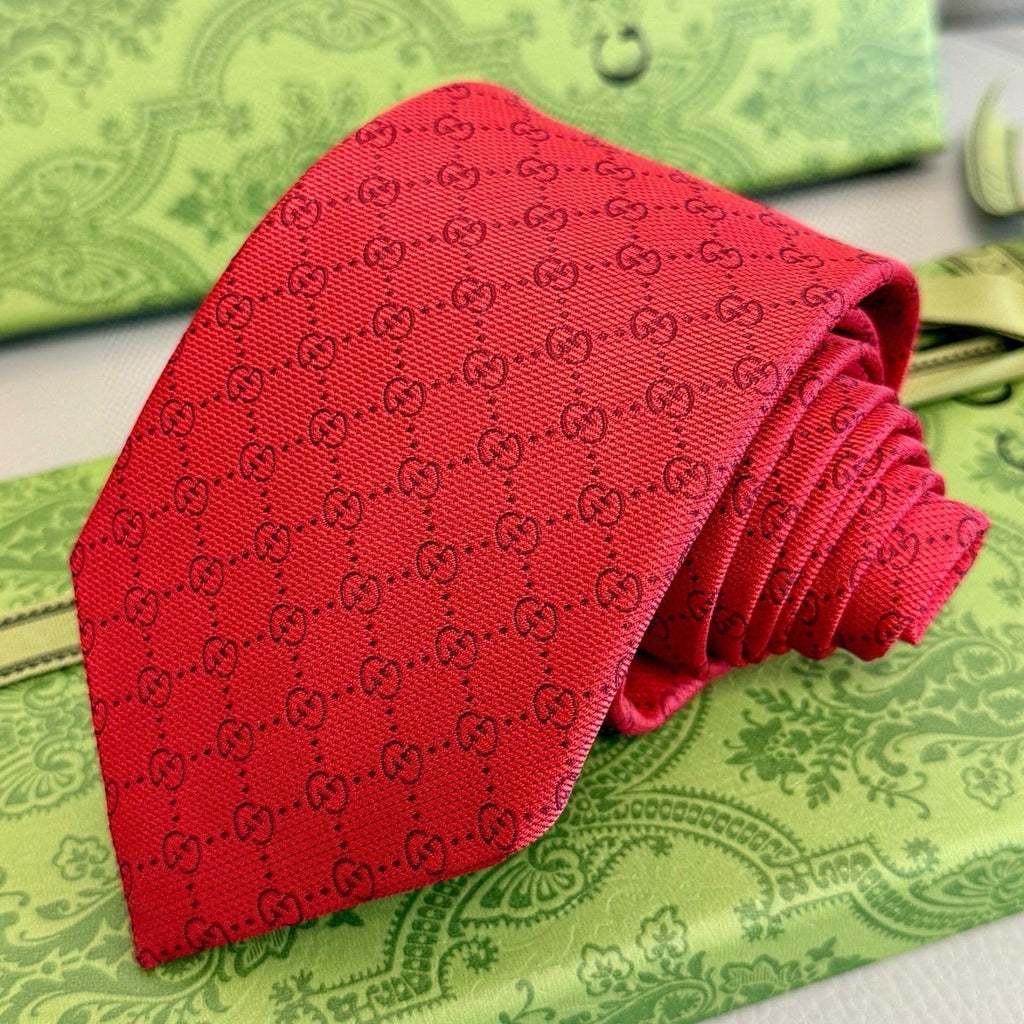 Gucci Style Men's GG Tonal Jacquard Silk Tie