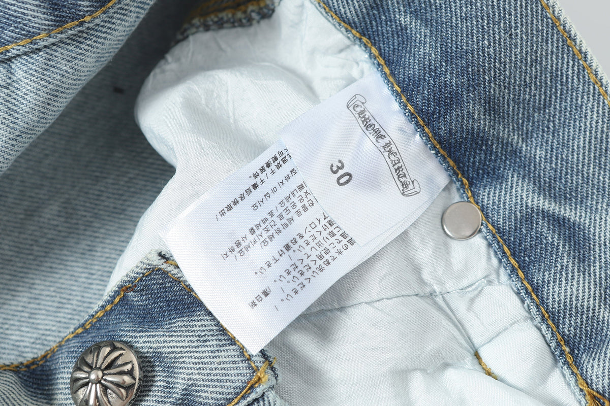 Chrome Hearts Vintage Cross Patchwork Washed Carpenter Denim Shorts 201