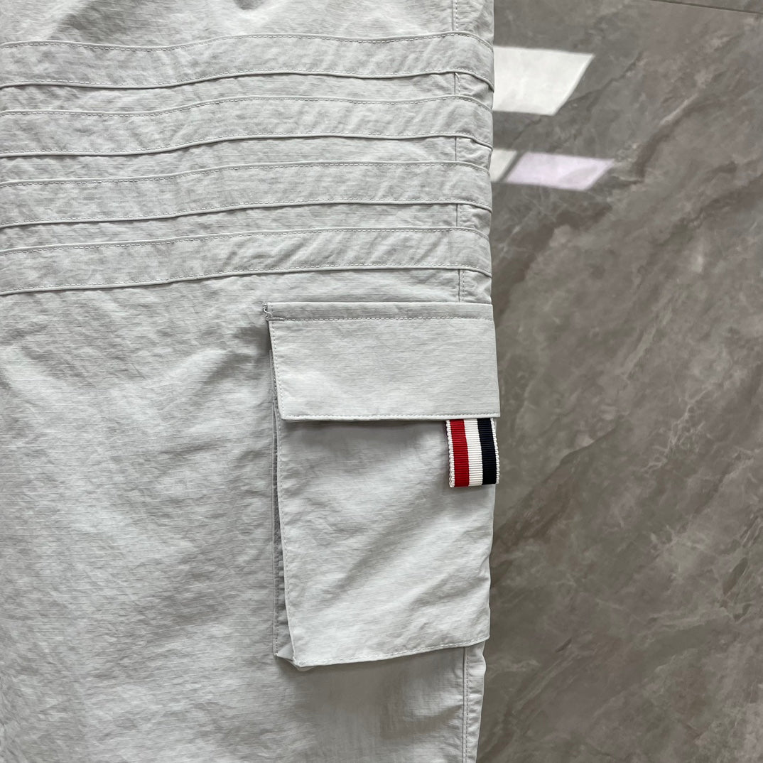 Thom Browne Style Unisex Casual Overalls with Signature Four-Bar Detail