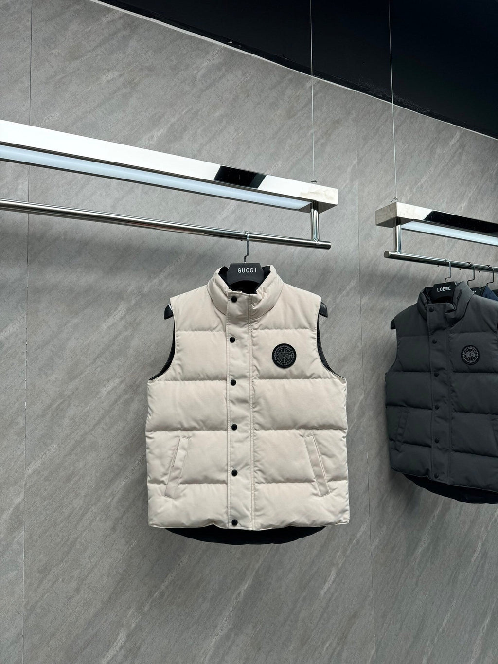 Canada Goose Cream Down Vest with Stand Collar
