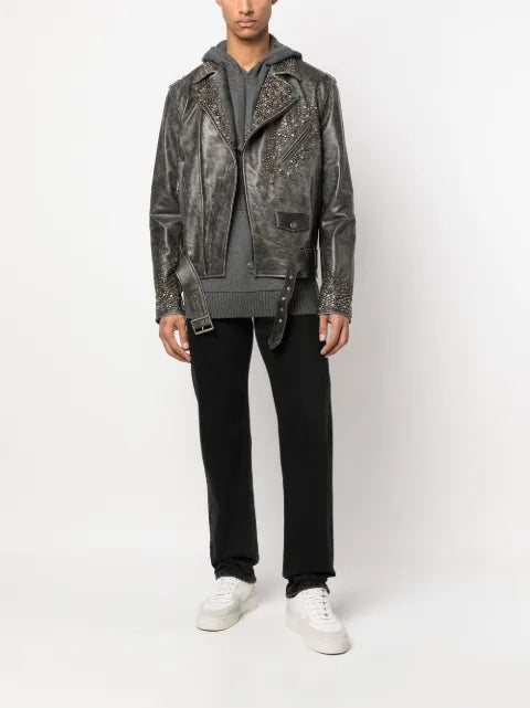 Golden Goose leather stud-detailing jacket