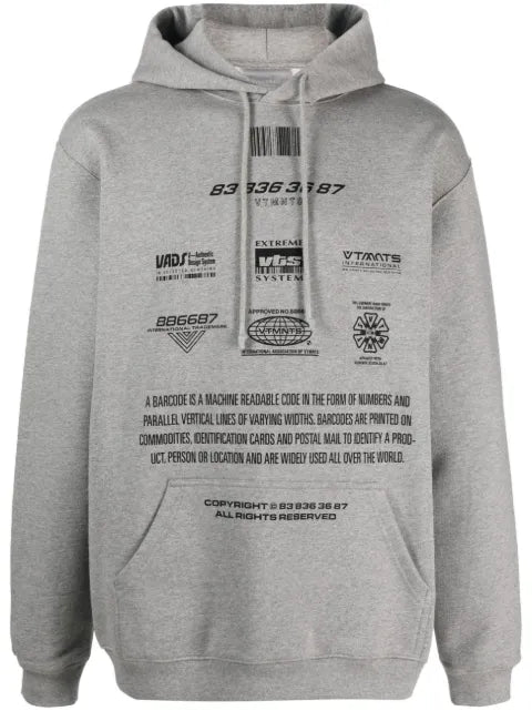 VTMNTS Movie Barcode Definition cotton hoodie