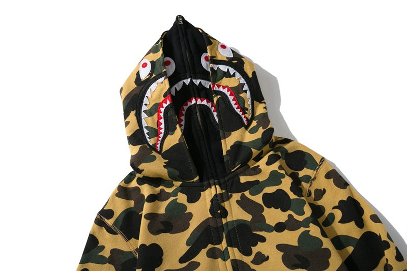 BAPE Double-Hood Camo Shark Hoodie