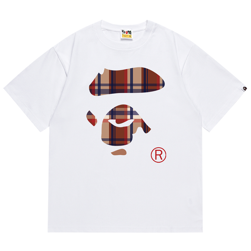 BAPE Plaid Split Ape Face Men's T-Shirt - Black