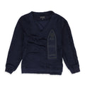 Black Gathered Collegiate Pullover Sweater