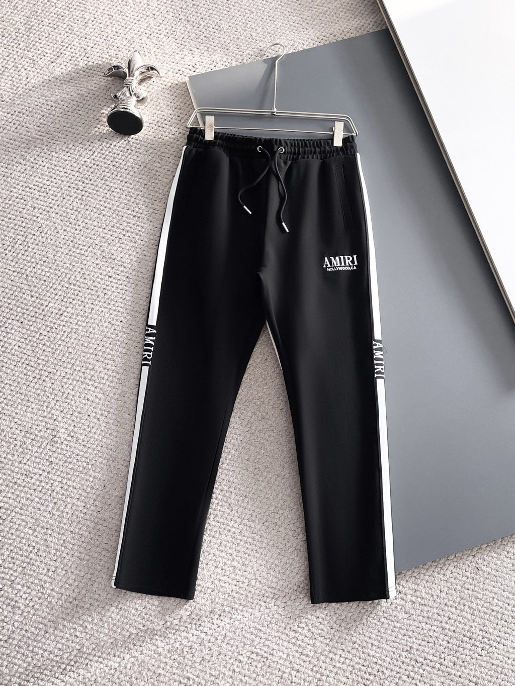 AMIRI Hollywood‑CA Embroidered Stripe Track Jacket & Straight‑Leg Track Pants Tracksuit Set