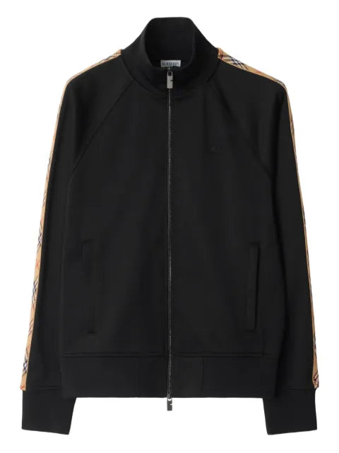 Burberry check trim cotton blend track jacket