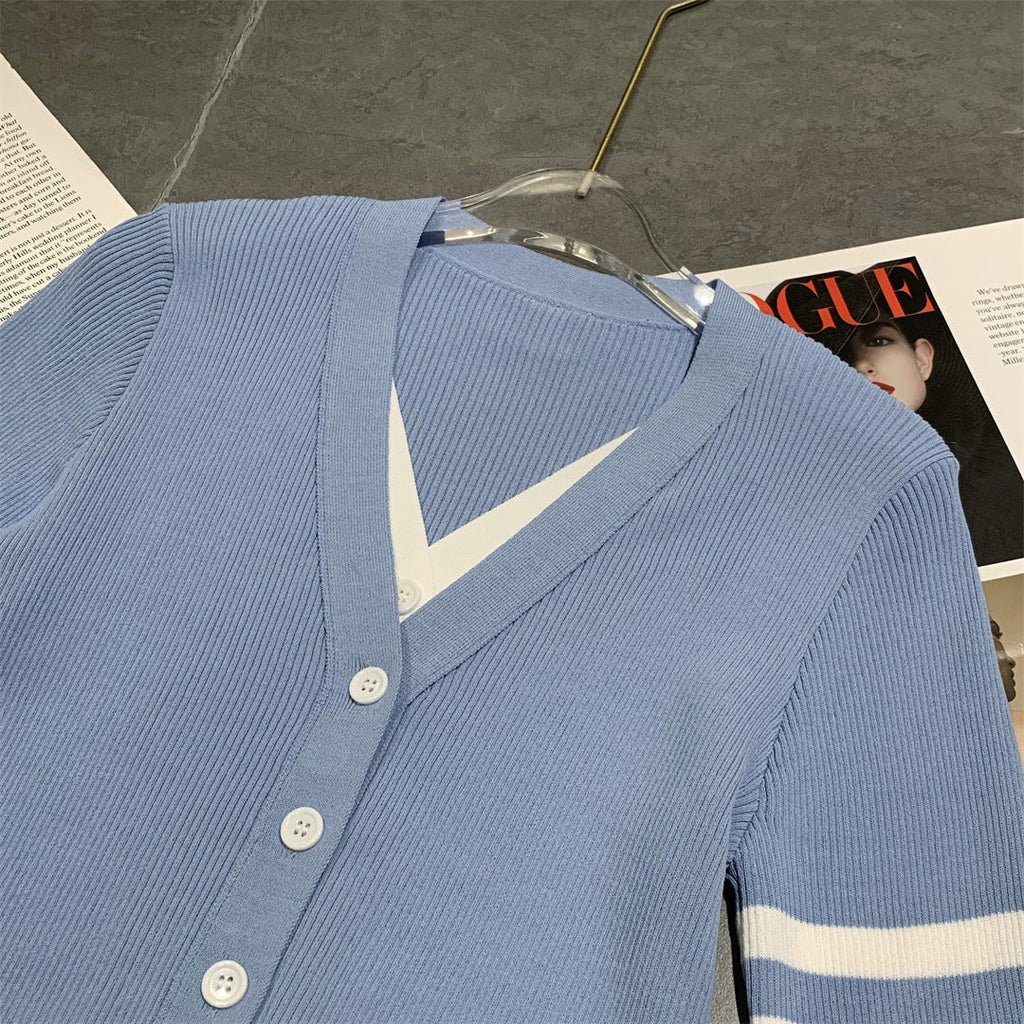 Thom Browne Sexy Faux Two-Piece Knitted Cardigan