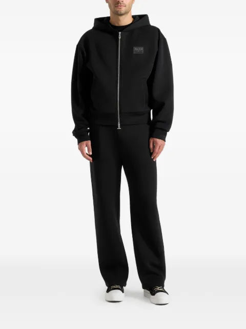 Manière De Voir Ray - neoprene cropped zip hoodie - black