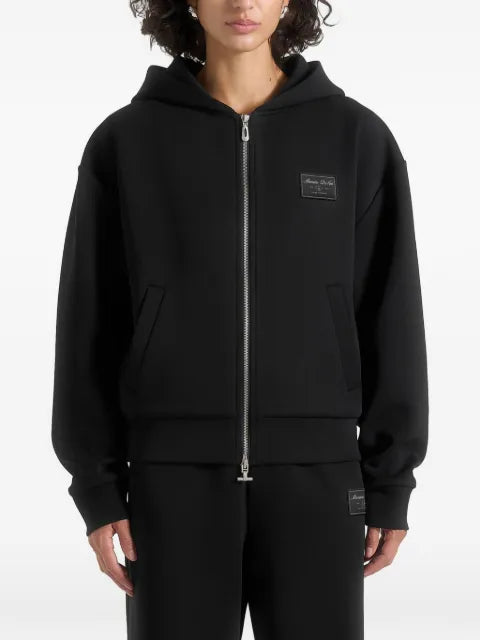Manière De Voir Ray - neoprene cropped zip hoodie - black