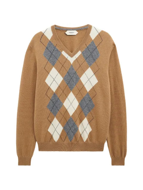 Pringle of Scotland V-neck argyle-pattern sweater