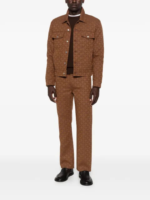SANDRO monogram-pattern denim jacket