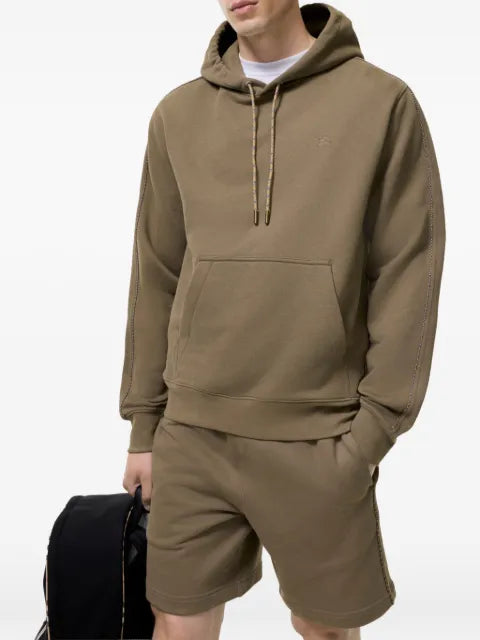 Burberry check-piping cotton hoodie