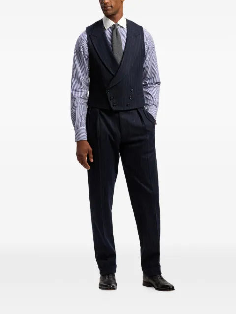Ralph Lauren Purple Label pinstripe double-breasted wool waistcoat