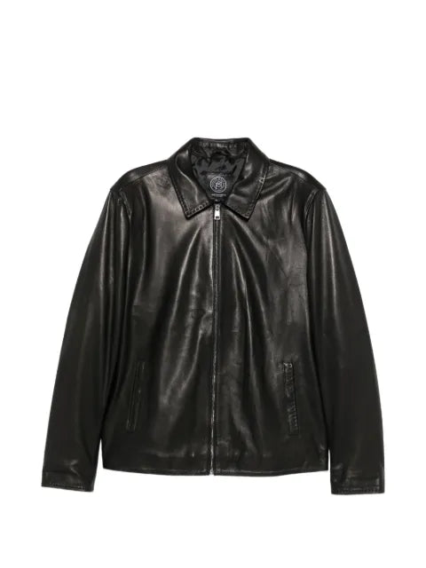SERGIO MORETTI FIRENZE whipstitch-trim leather jacket