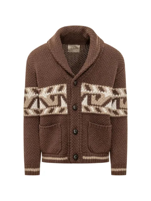 RAKKI jacquard-knit shawl-collar cardigan
