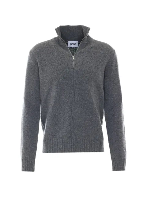 ALPHA STUDIO half-zip high-neck sweater