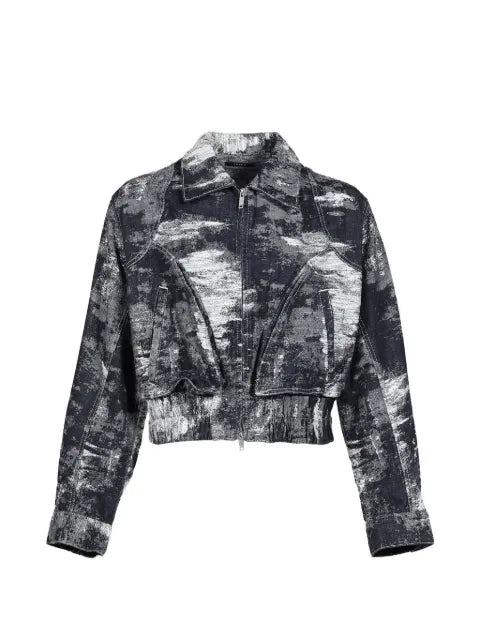 Taakk faded-pattern denim jacket