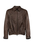 Taakk zip-up embroidered leather jacket