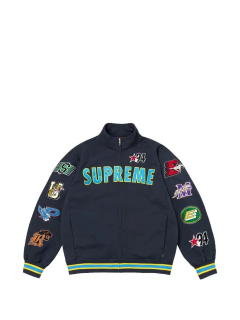 Supreme logo-patch zip-up sweatshirt