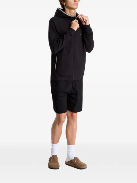 HUGO cotton-blend zip-up hoodie with contrast binding