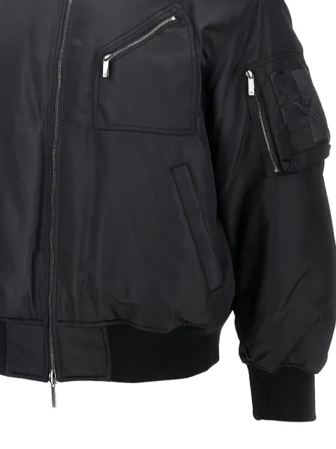 Emporio Armani logo-patch zip-up bomber jacket