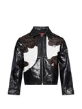 KidSuper cow-print panelled leather jacket