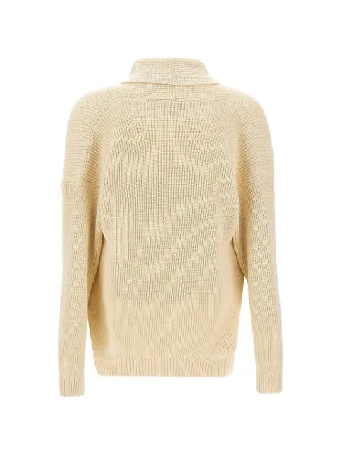 Laneus shawl-collar wrap-design sweater