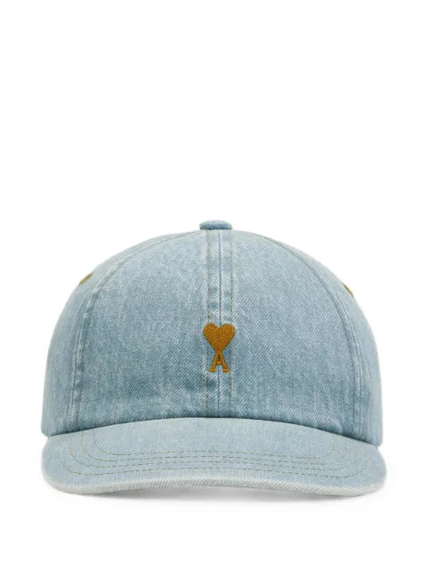 AMI Paris baseball cap in Ami de Coeur Light Washed denim