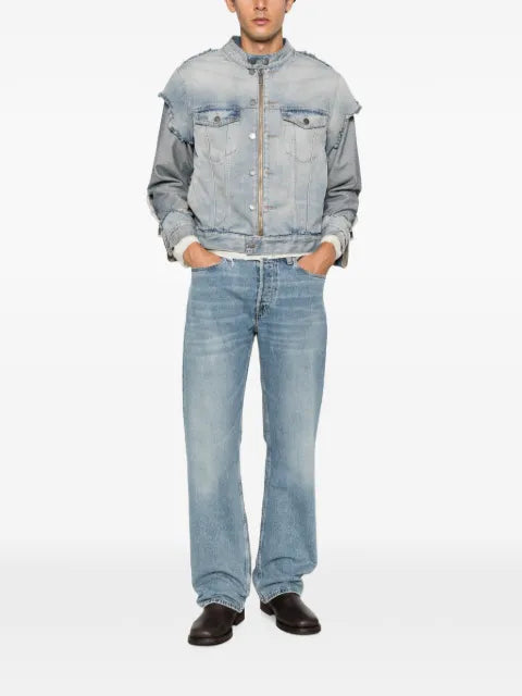 Haikure distressed panelled denim jacket