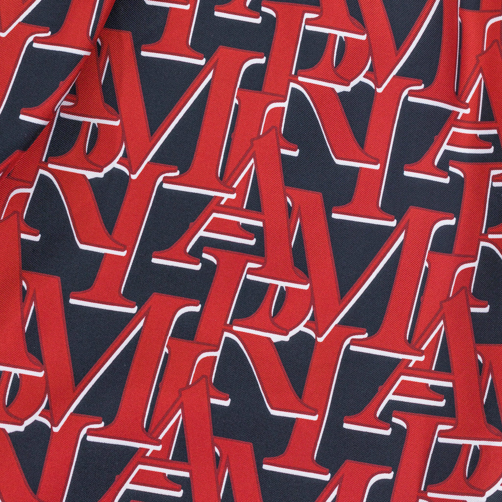 Black/Red Staggered Logo Shorts