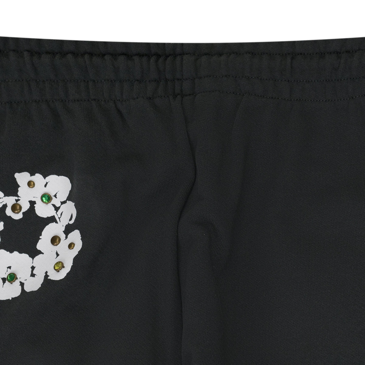 Vintage Black Rhinestone Cotton Wreath Sweatpants