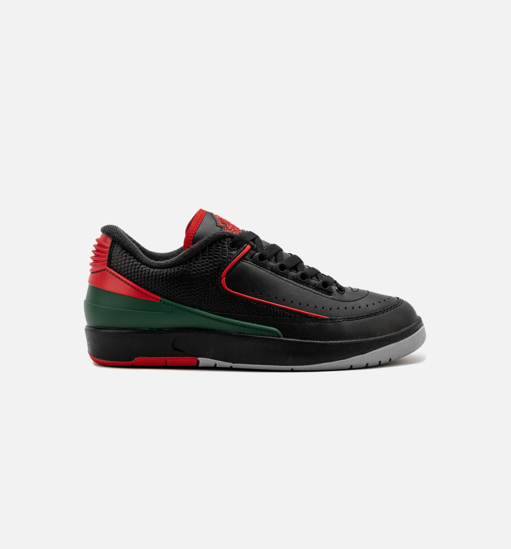 Air Jordan 2 Retro Low Christmas Big Kids' Sneakers - Black / Fire Red / Cement Grey