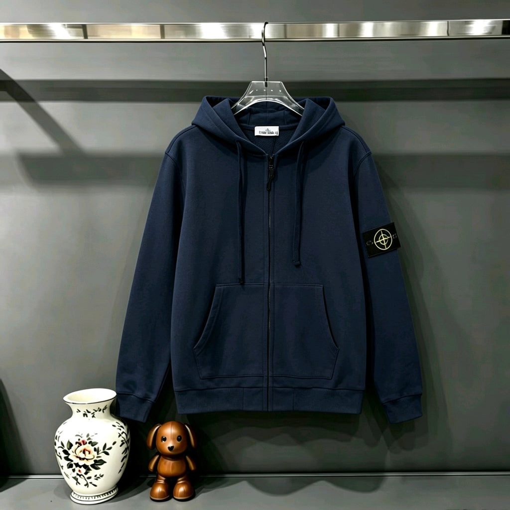Stone Island Classic Compass Badge Full-Zip Hoodie Sweatshirt - 11 Colors