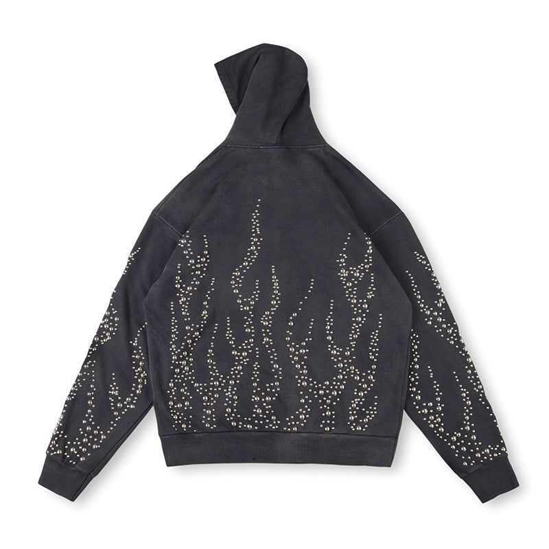 Hellstar Studded Flame Zip-Up Hoodie