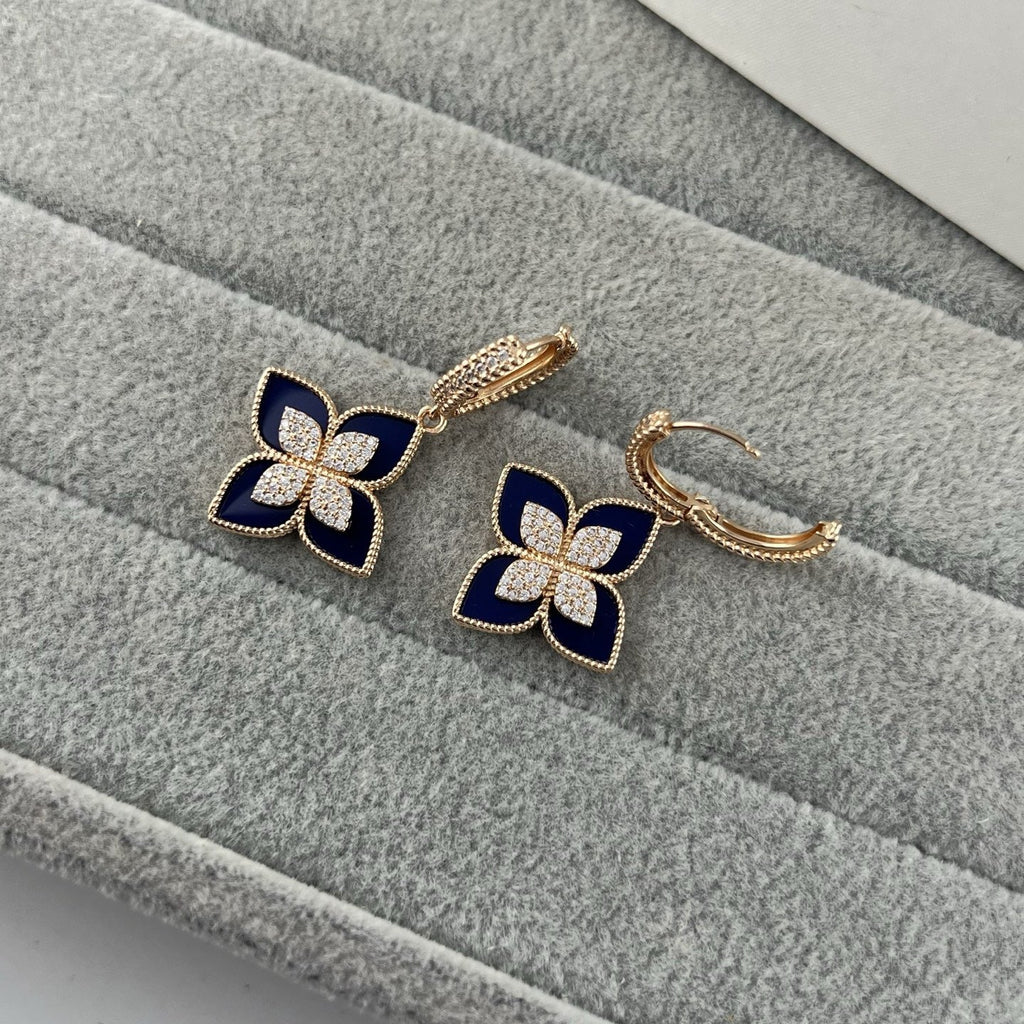 Roberto Coin Style Four-Leaf Clover Cubic Zirconia Earrings
