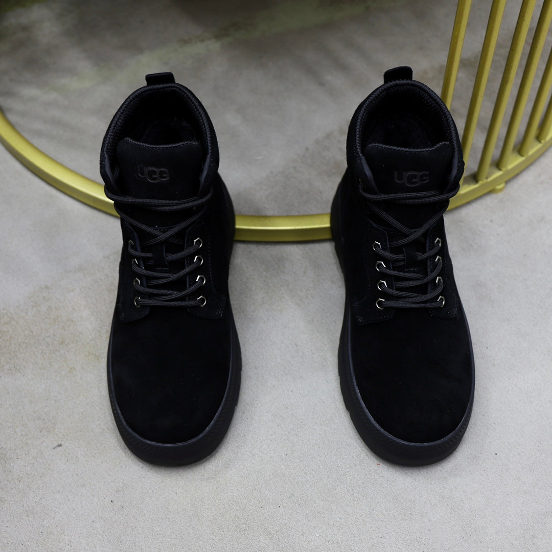 UGG Black Nubuck Lace-Up Winter Boots