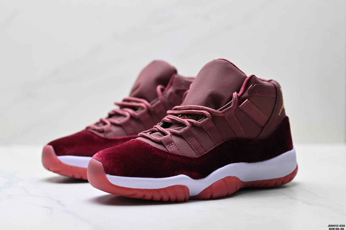 Air Jordan 11 Retro Burgundy and Gold Unisex Sneakers Style 14
