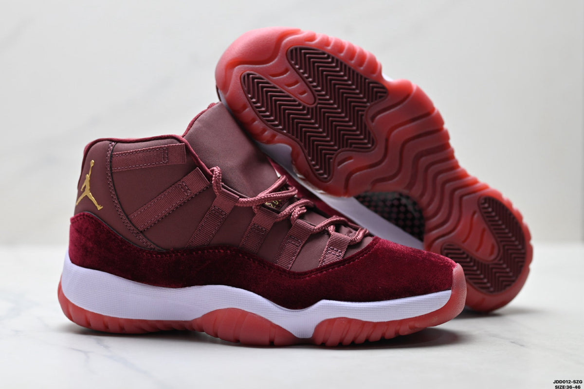Air Jordan 11 Retro Burgundy and Gold Unisex Sneakers Style 14