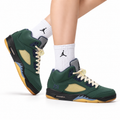 Air Jordan 5 Retro Green Gold Navy Sneakers