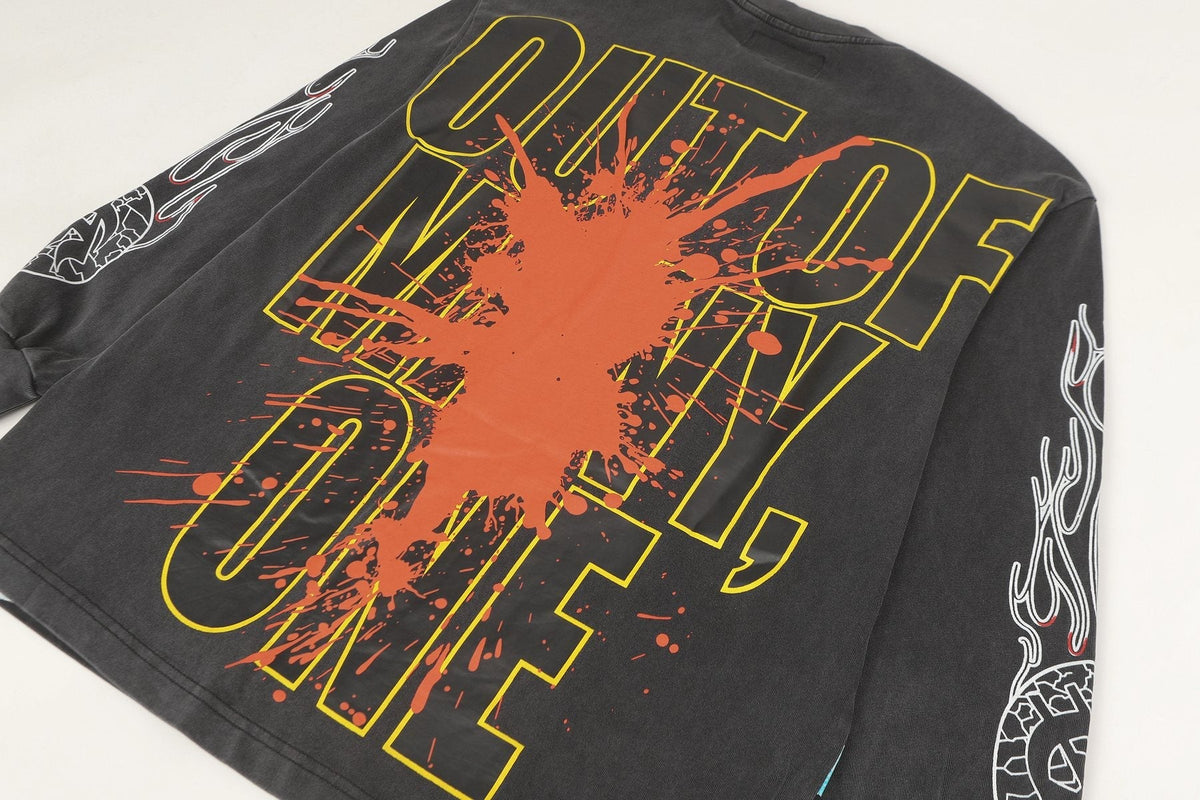Godspeed Washed Black Rock Graphic Long-Sleeve T-Shirt
