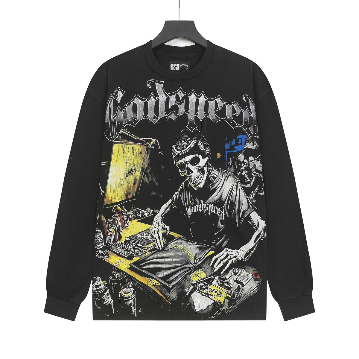 Godspeed Washed Black Rock Graphic Long-Sleeve T-Shirt
