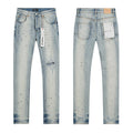 Purple Brand Light Blue Distressed Paint Splatter Jeans