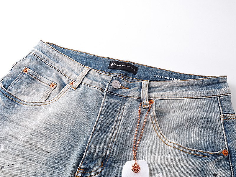 Purple Brand Light Blue Distressed Paint Splatter Jeans