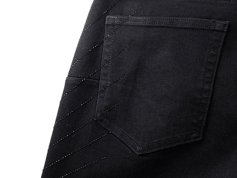 Purple Brand Black Rhinestone Stripe Flared Jeans
