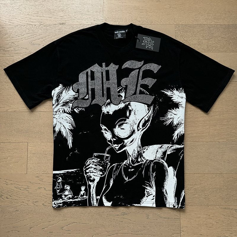Mixed Emotions Alien Palm Tree Graphic T-Shirt