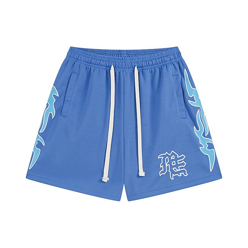 MIXED EMOTION Flame Graphic Drawstring Shorts