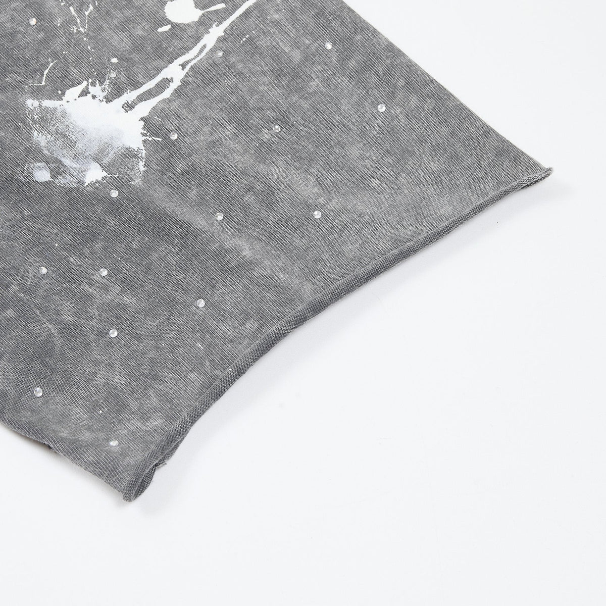 FIRST ROW Washed Grey Front & Back Graphic T-Shirt